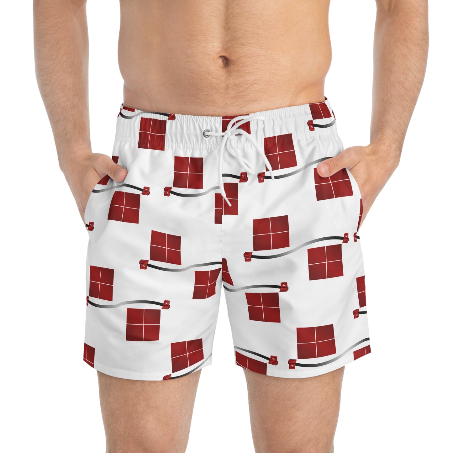 All Over Windows Geometric Swim Trunks | Stylish Beach Wear for Summer Fun